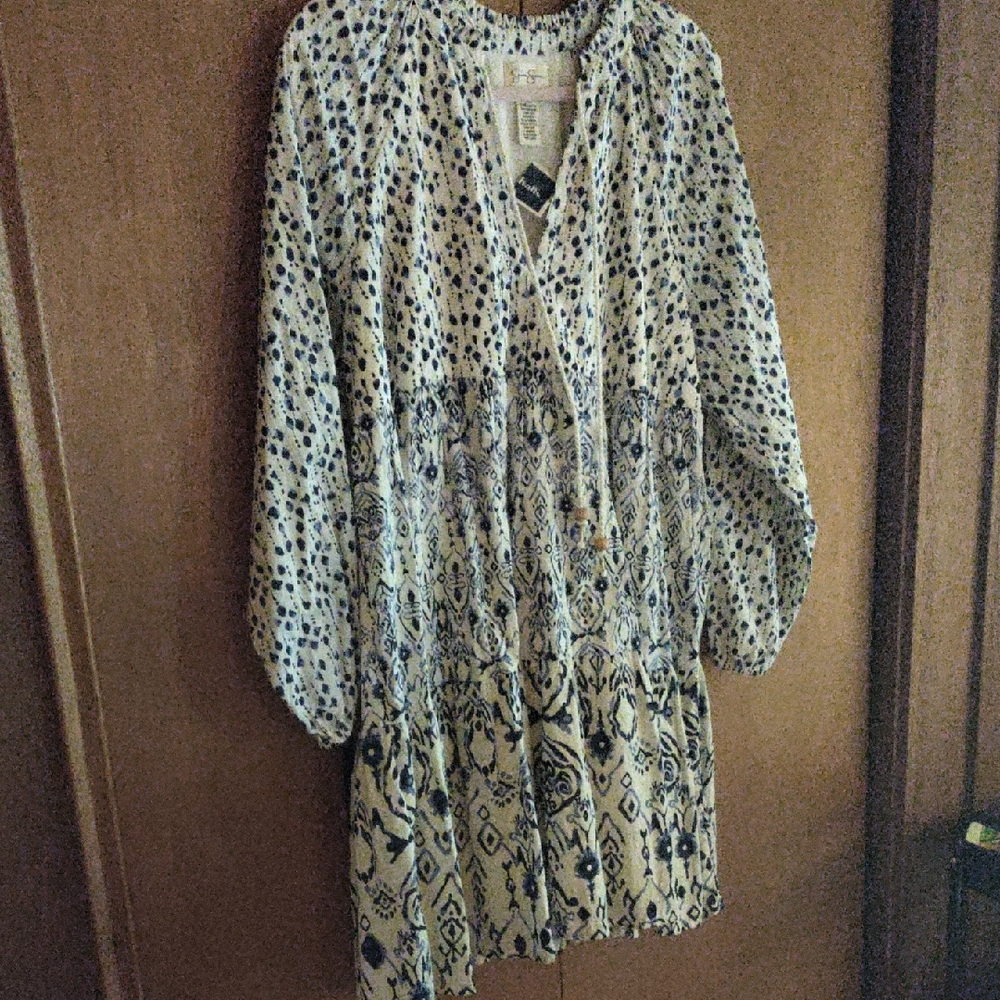Jessica Simpson Black and Cream Patterned Dress